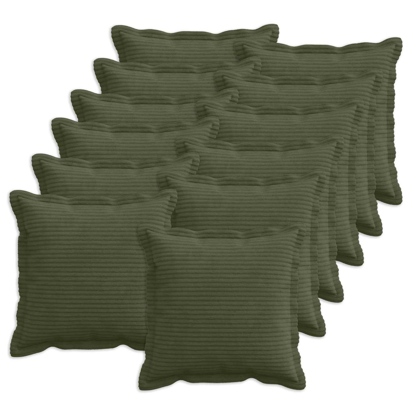 Cushion Cover 12 pcs HOUTEN Green 45 x 45 cm Corduroy