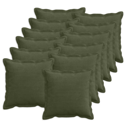 Cushion Cover 12 pcs HOUTEN Green 45 x 45 cm Corduroy