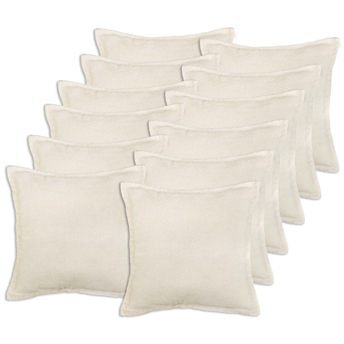 Cushion Cover 12 pcs HOUTEN Cream 45 x 45 cm Bouclé
