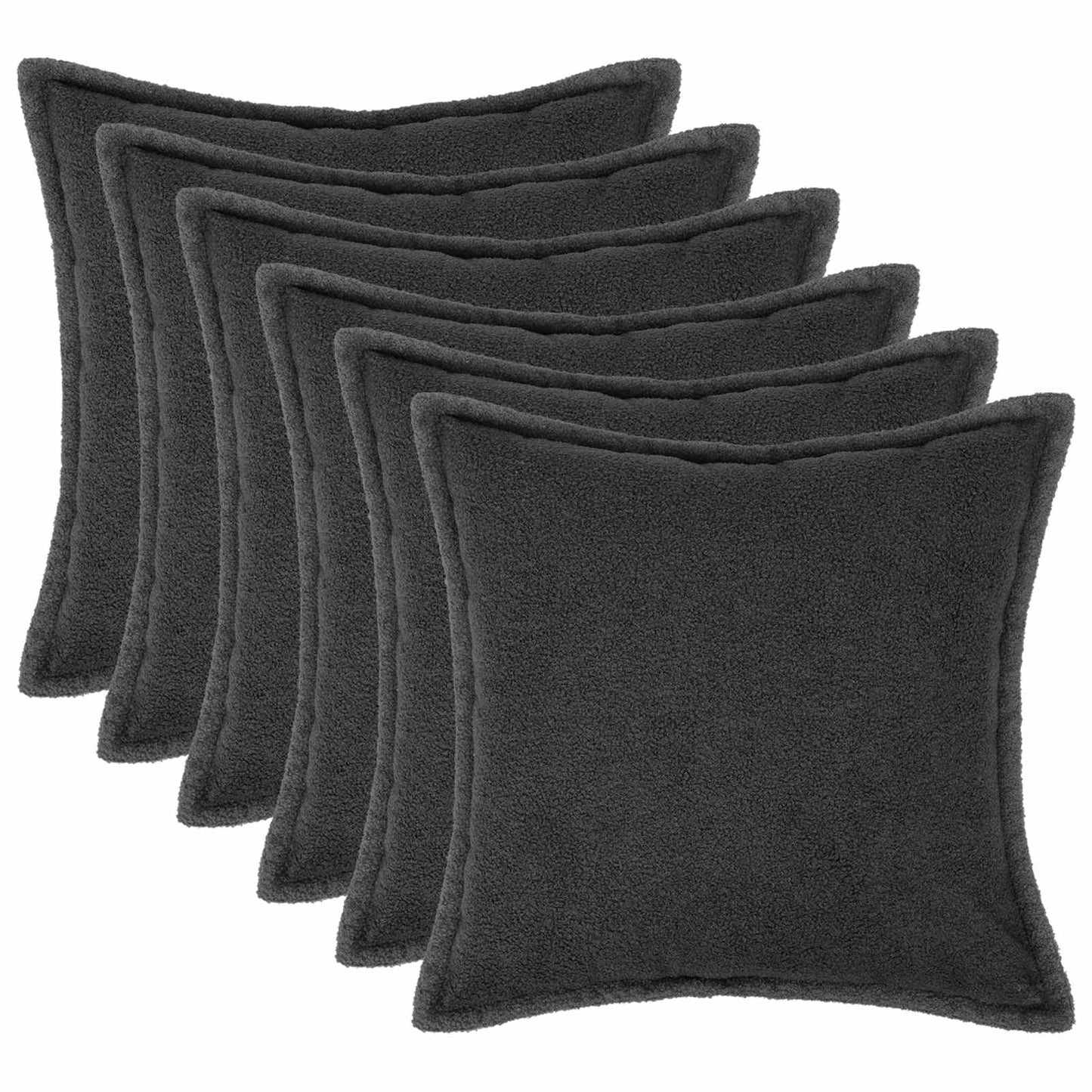 Cushion Cover 6 pcs HOUTEN Dark Grey 45 x 45 cm Bouclé