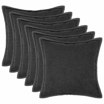 Cushion Cover 6 pcs HOUTEN Dark Grey 45 x 45 cm Bouclé