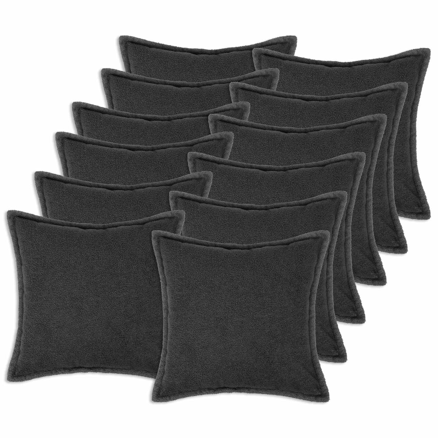 Cushion Cover 12 pcs HOUTEN Dark Grey 45 x 45 cm Bouclé