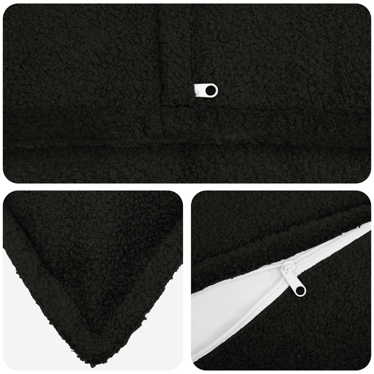 Cushion Cover 12 pcs HOUTEN Black 45 x 45 cm Bouclé