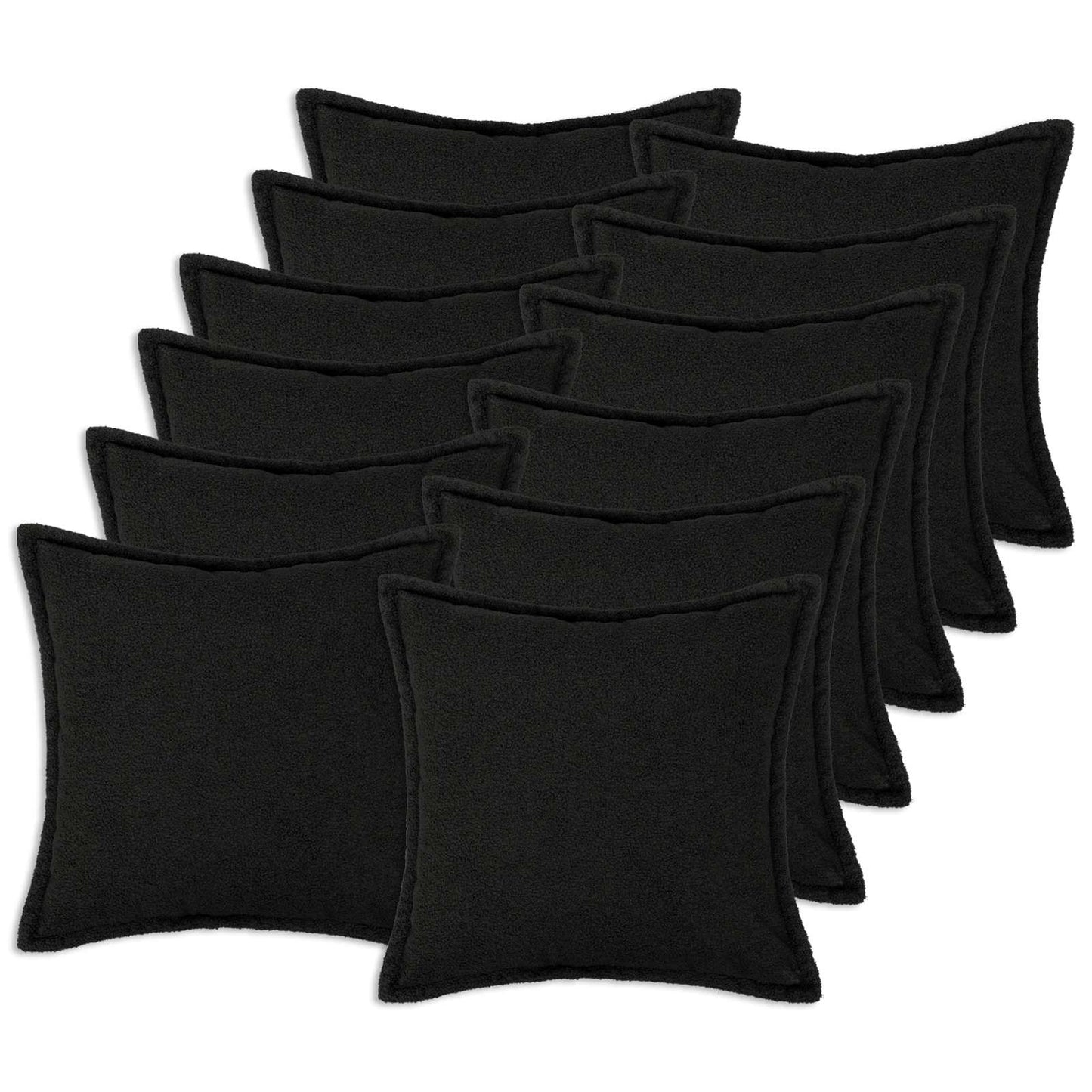 Cushion Cover 12 pcs HOUTEN Black 45 x 45 cm Bouclé