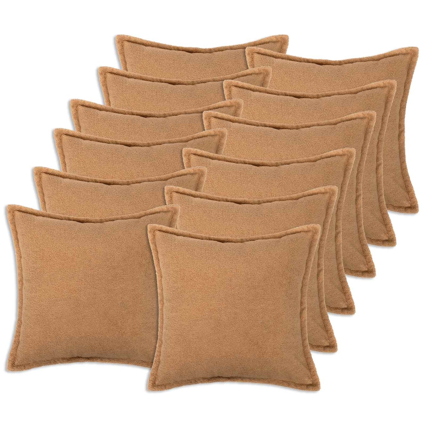 Cushion Cover 12 pcs HOUTEN Beige 45 x 45 cm Bouclé