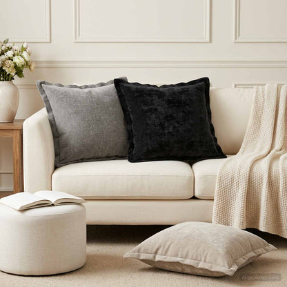 Cushion Cover 6 pcs HOUTEN Dark Grey 45 x 45 cm Chenille Fabric