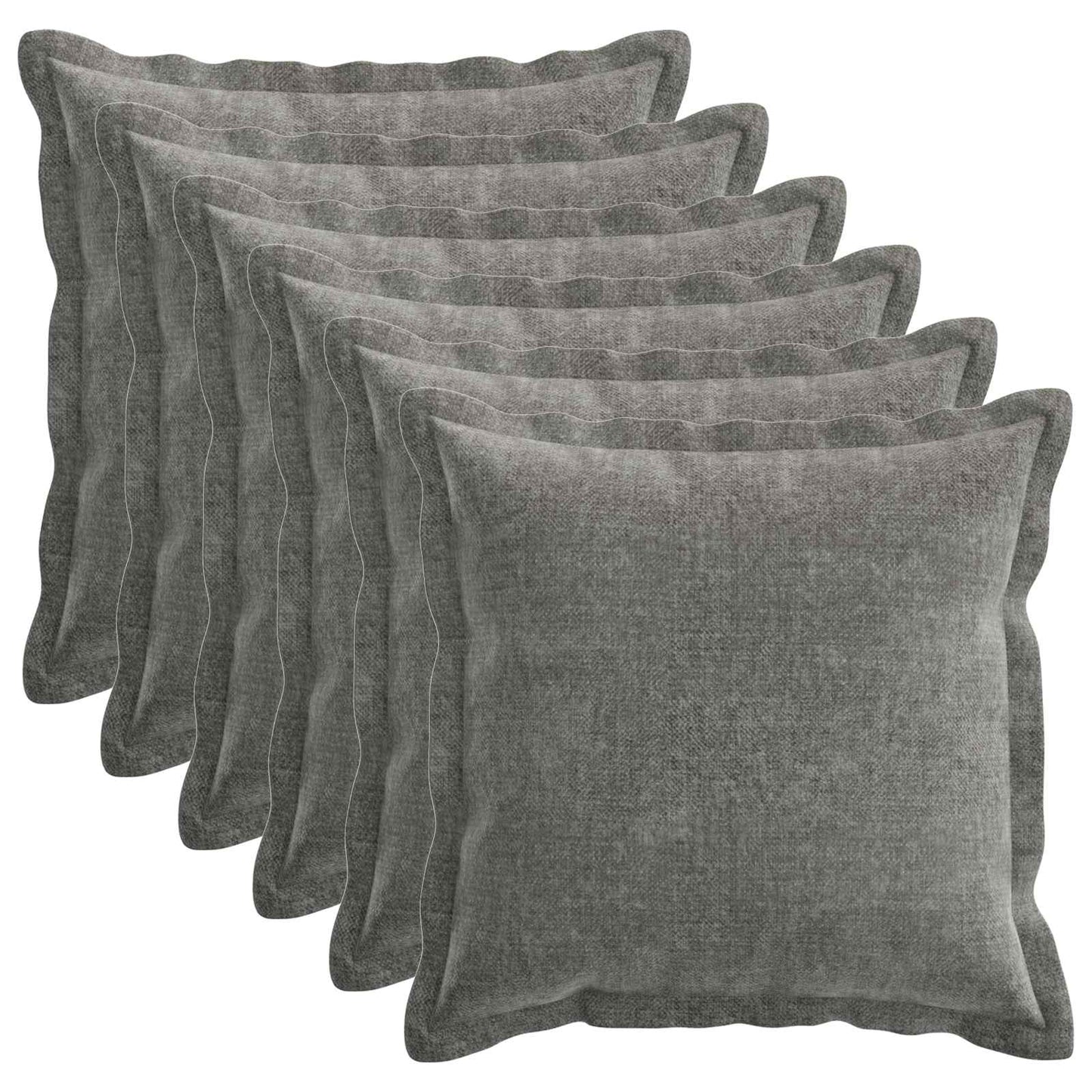 Cushion Cover 6 pcs HOUTEN Dark Grey 45 x 45 cm Chenille Fabric