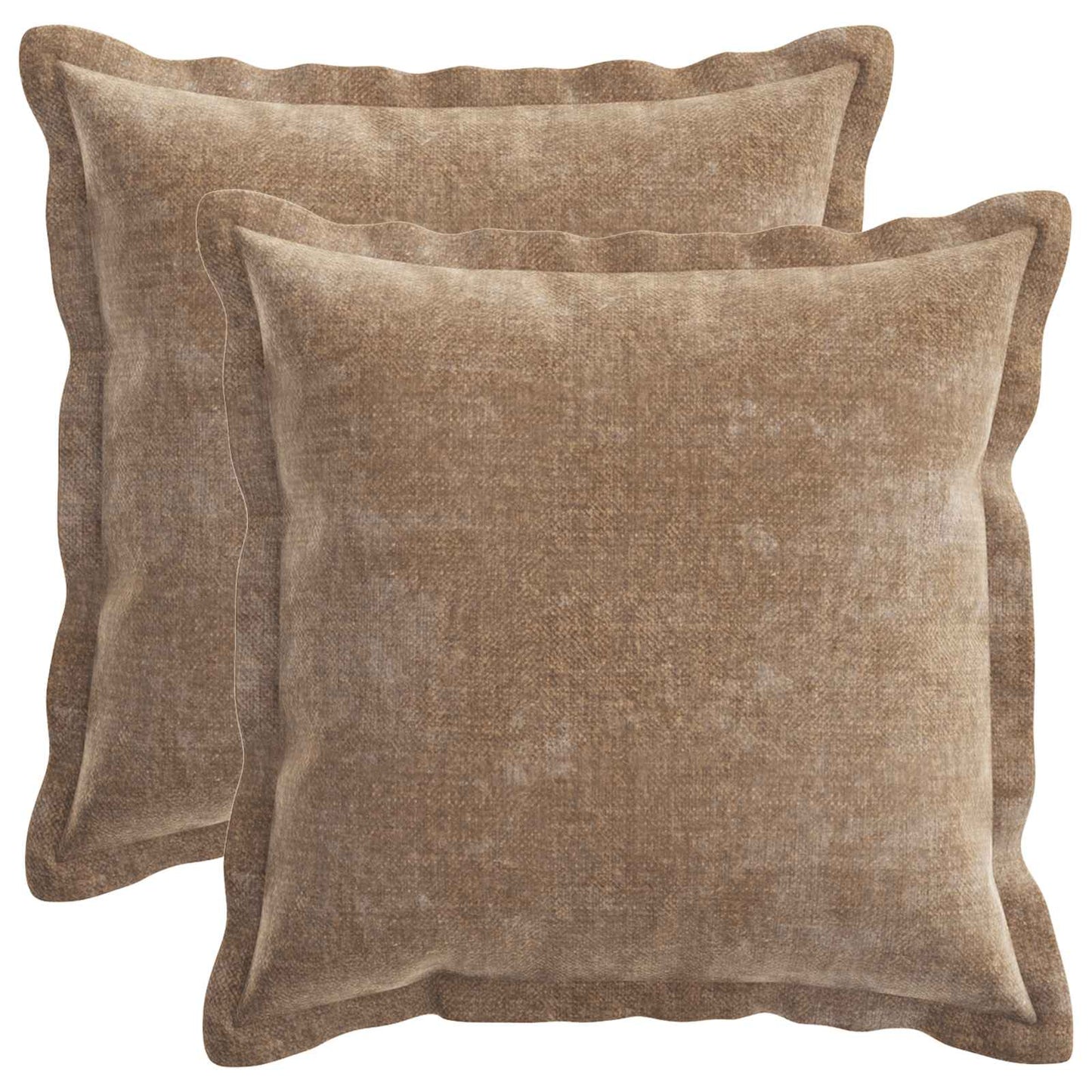 Cushion Cover 2 pcs HOUTEN Brown 45 x 45 cm Chenille Fabric