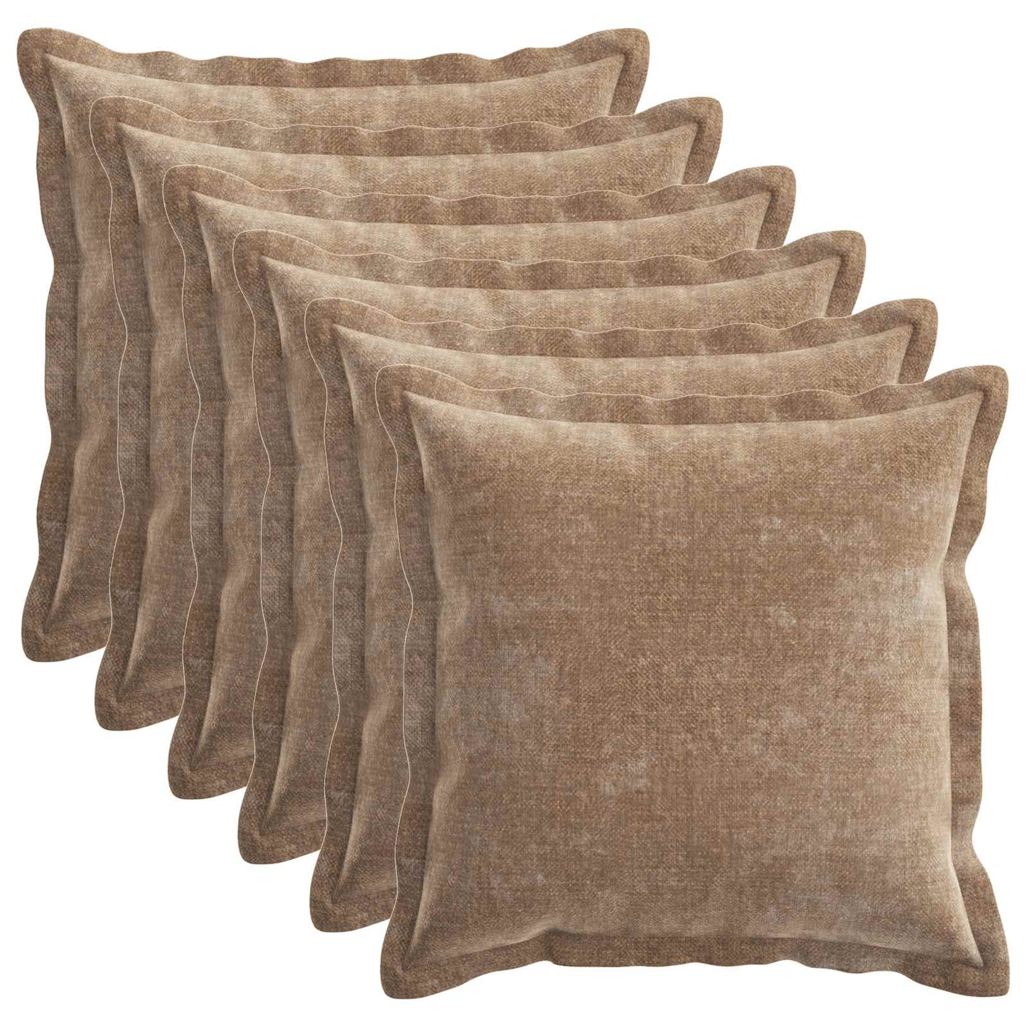 Cushion Cover 6 pcs HOUTEN Brown 45 x 45 cm Chenille Fabric