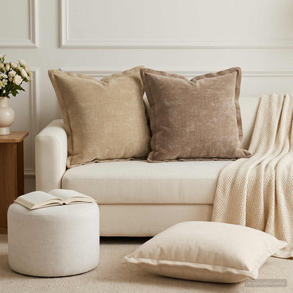 Cushion Cover 6 pcs HOUTEN Brown 45 x 45 cm Chenille Fabric