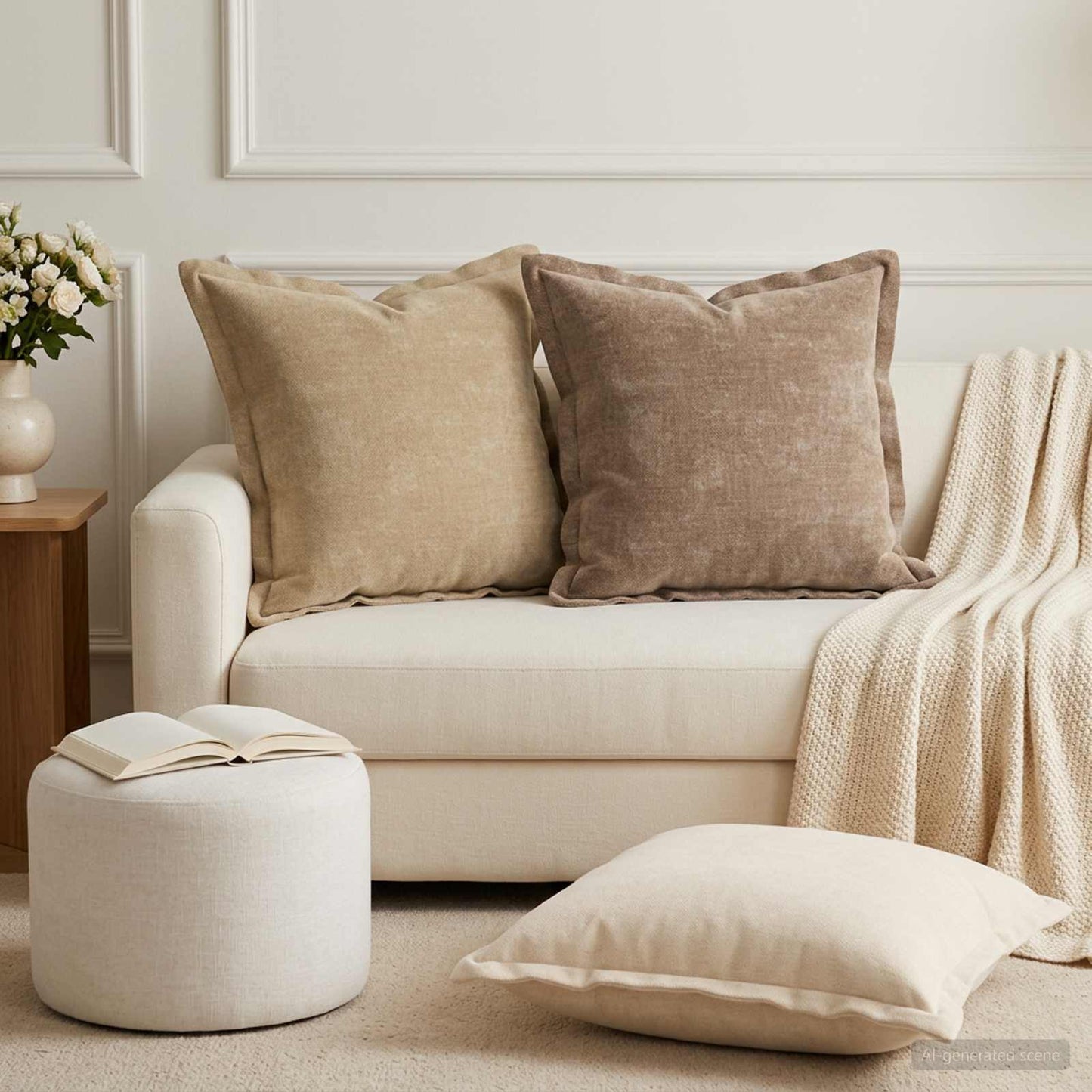 Cushion Cover 12 pcs HOUTEN Brown 50 x 50 cm Chenille Fabric
