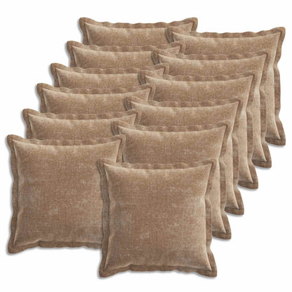 Cushion Cover 12 pcs HOUTEN Brown 45 x 45 cm Chenille Fabric