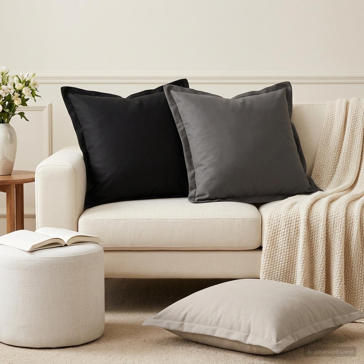 Cushion Cover 12 pcs HOUTEN Black 45 x 45 cm Polyester