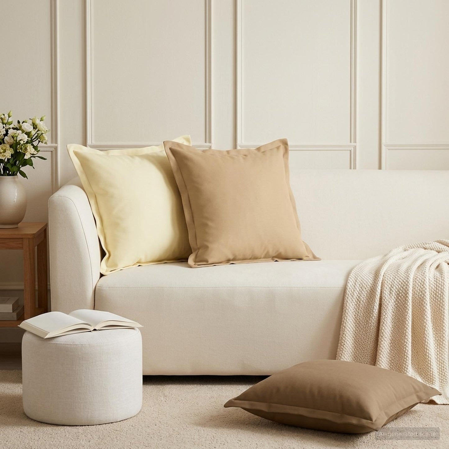Cushion Cover 12 pcs HOUTEN Cream 50 x 50 cm Polyester