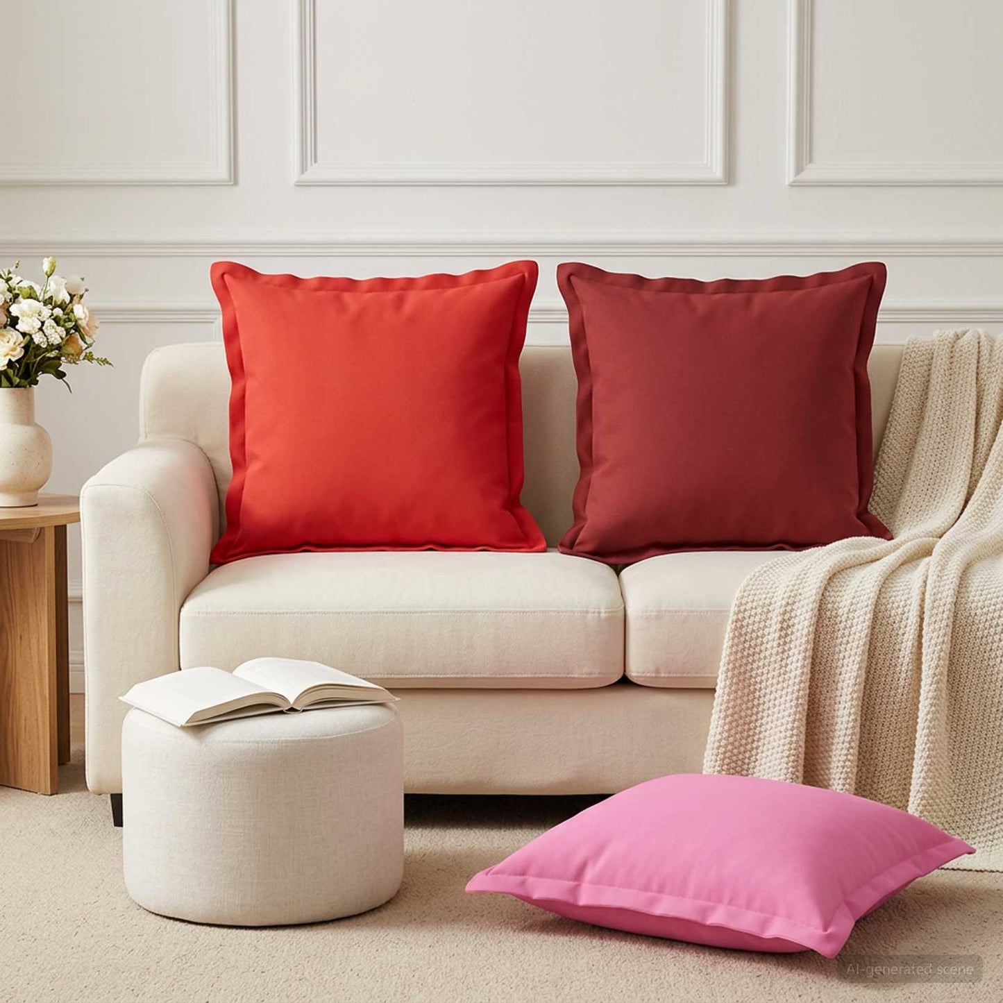 Cushion Cover 12 pcs HOUTEN Red 50 x 50 cm Polyester