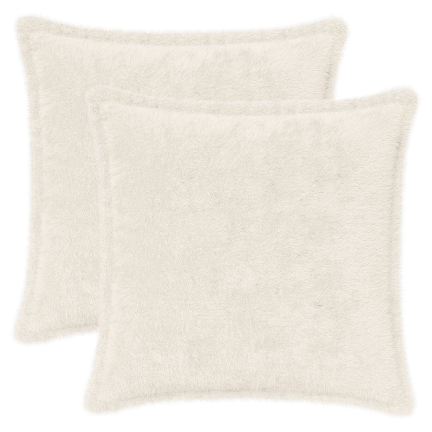 Cushion Cover 2 pcs HOUTEN White 45 x 45 cm Faux Rabbit Fur