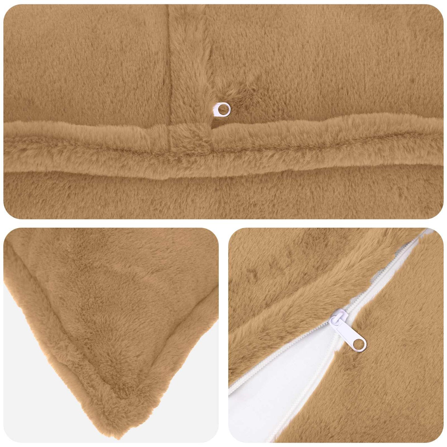 Cushion Cover 6 pcs HOUTEN Taupe 45 x 45 cm Faux Rabbit Fur