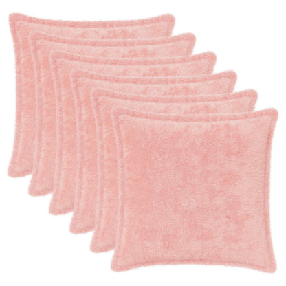 Cushion Cover 6 pcs HOUTEN Pink 45 x 45 cm Faux Rabbit Fur