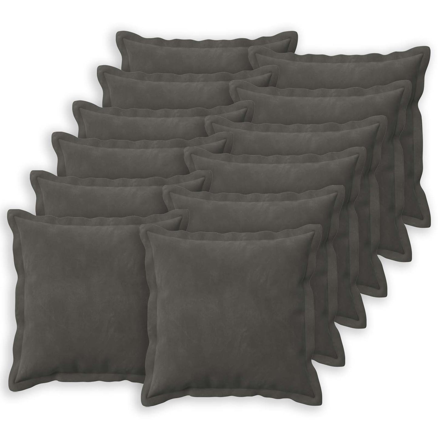 Cushion Cover 12 pcs HOUTEN Dark Grey 50 x 50 cm Velvet