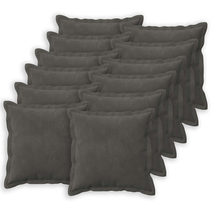 Cushion Cover 12 pcs HOUTEN Dark Grey 50 x 50 cm Velvet