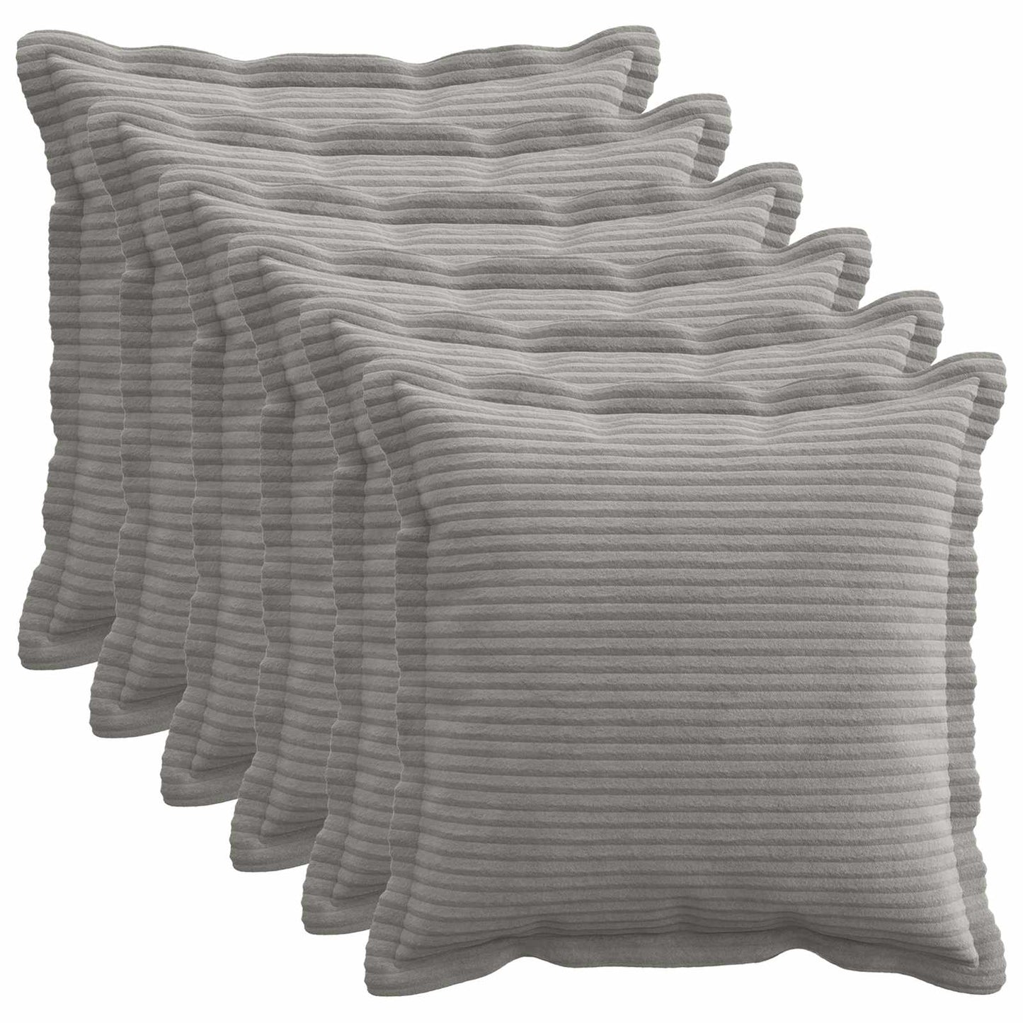 Cushion Cover 6 pcs HOUTEN Light Grey 50 x 50 cm Corduroy