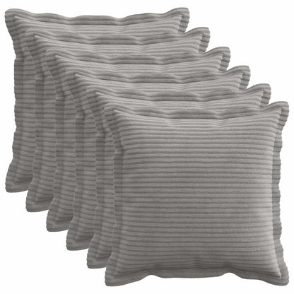 Cushion Cover 6 pcs HOUTEN Light Grey 50 x 50 cm Corduroy