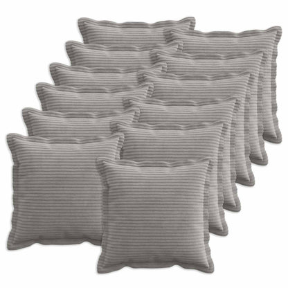 Cushion Cover 12 pcs HOUTEN Light Grey 50 x 50 cm Corduroy