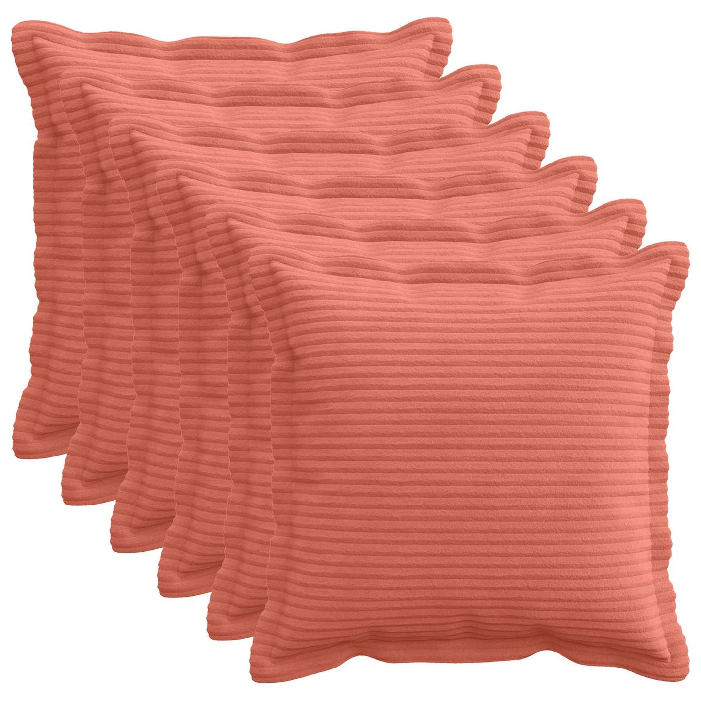 Cushion Cover 6 pcs HOUTEN Red Orange 50 x 50 cm Corduroy