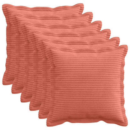 Cushion Cover 6 pcs HOUTEN Red Orange 50 x 50 cm Corduroy
