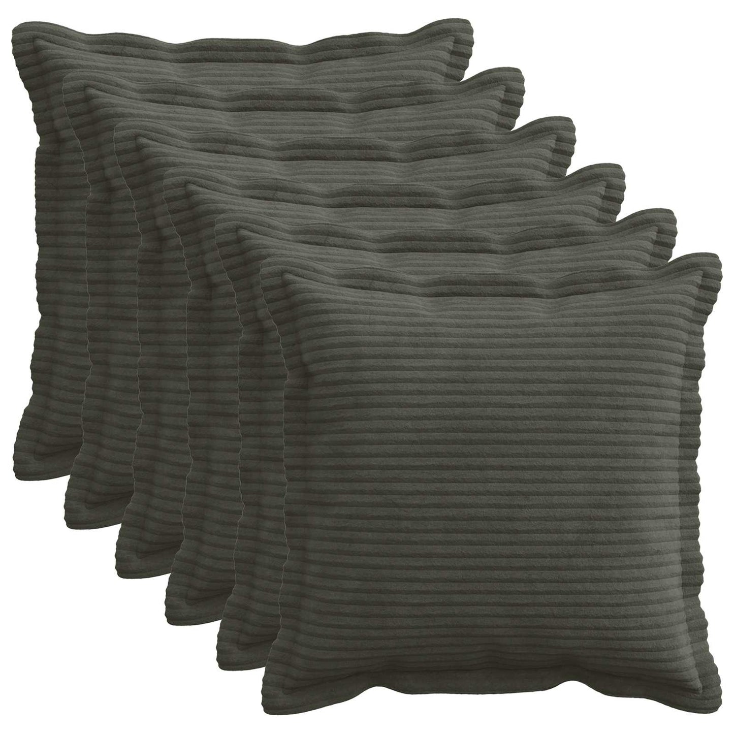 Cushion Cover 6 pcs HOUTEN Anthracite 50 x 50 cm Corduroy