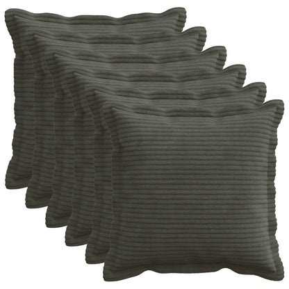 Cushion Cover 6 pcs HOUTEN Anthracite 50 x 50 cm Corduroy