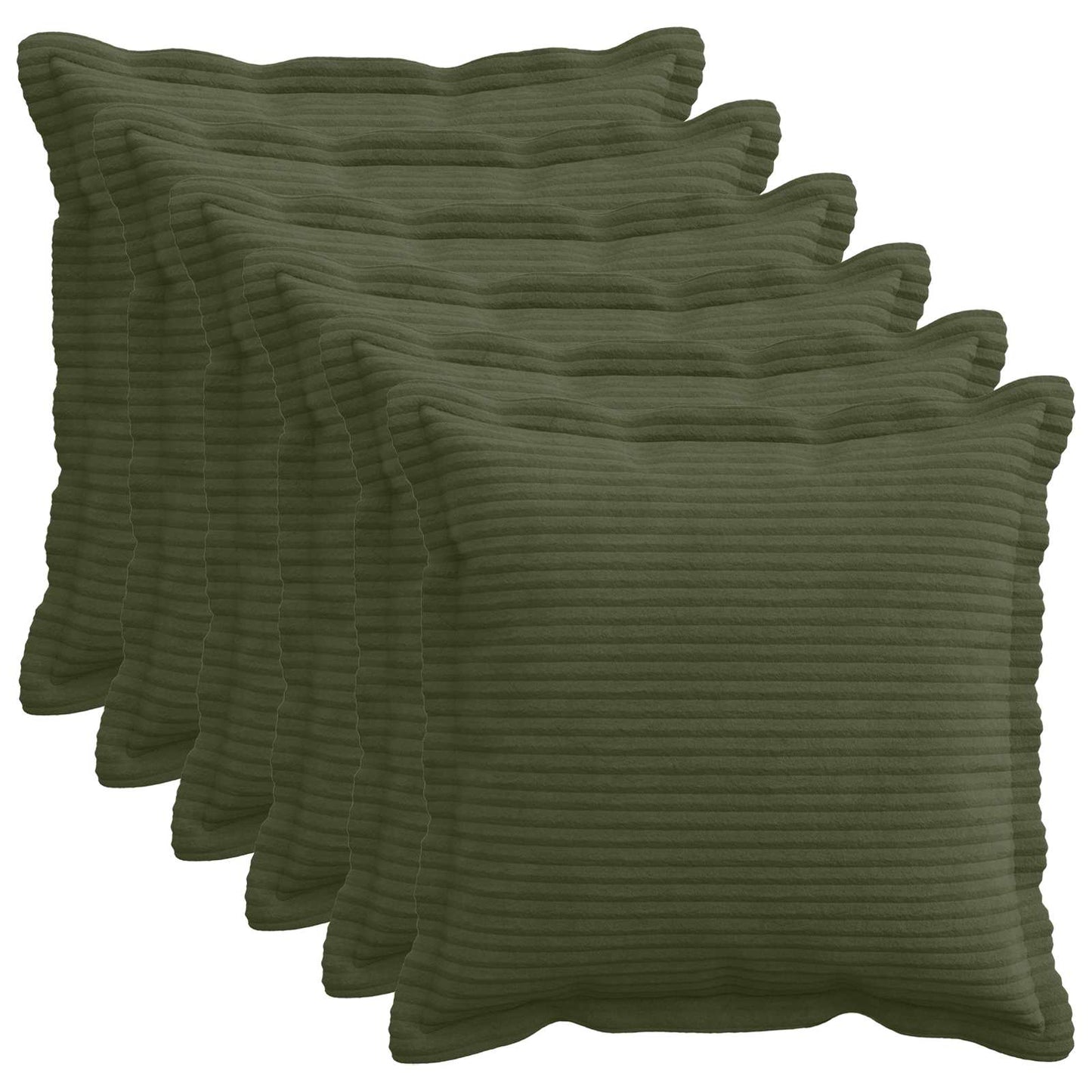 Cushion Cover 6 pcs HOUTEN Green 50 x 50 cm Corduroy