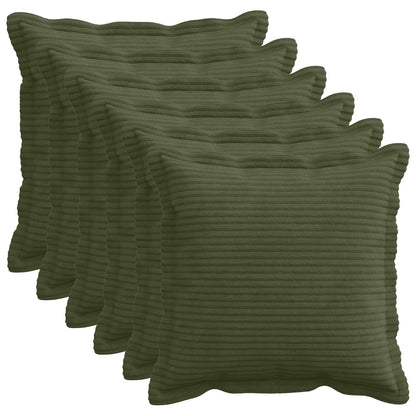 Cushion Cover 6 pcs HOUTEN Green 50 x 50 cm Corduroy