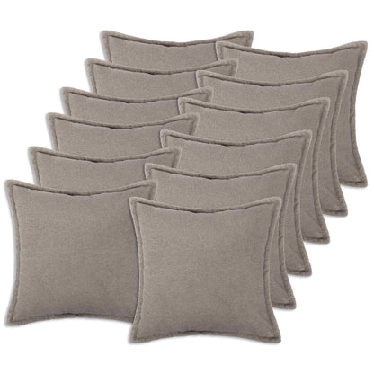 Cushion Cover 12 pcs HOUTEN Light Grey 50 x 50 cm Bouclé