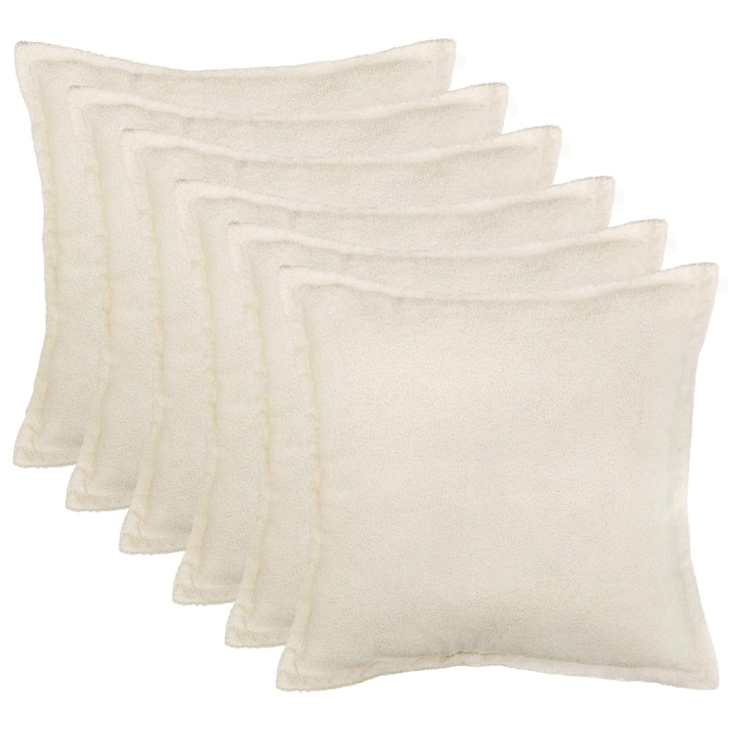 Cushion Cover 6 pcs HOUTEN Cream 50 x 50 cm Bouclé