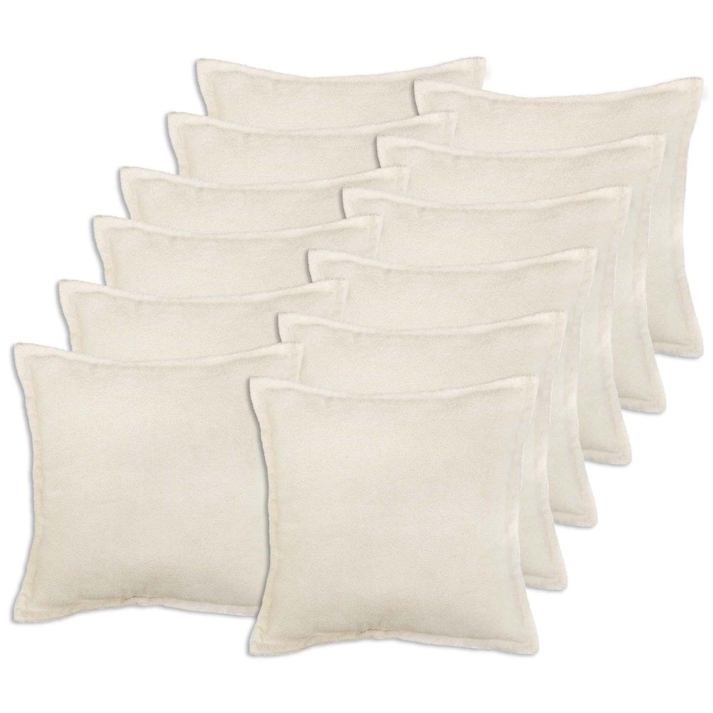 Cushion Cover 12 pcs HOUTEN Cream 50 x 50 cm Bouclé