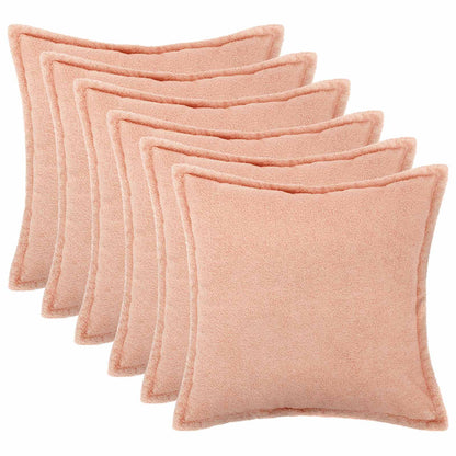 Cushion Cover 6 pcs HOUTEN Pink 50 x 50 cm Bouclé
