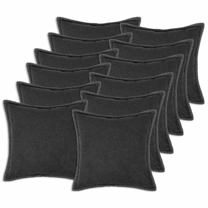 Cushion Cover 12 pcs HOUTEN Dark Grey 50 x 50 cm Bouclé