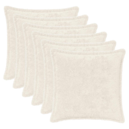 Cushion Cover 6 pcs HOUTEN White 50 x 50 cm Faux Rabbit Fur