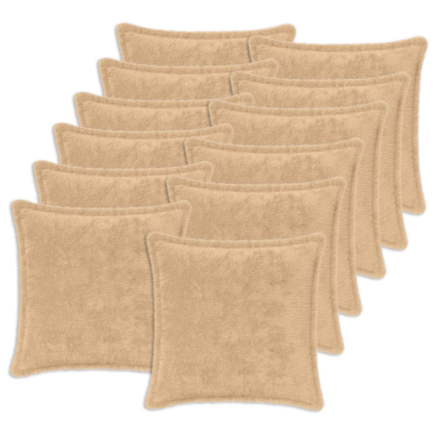Cushion Cover 12 pcs HOUTEN Cream 50 x 50 cm Faux Rabbit Fur