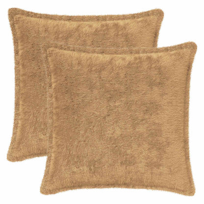 Cushion Cover 2 pcs HOUTEN Taupe 50 x 50 cm Faux Rabbit Fur