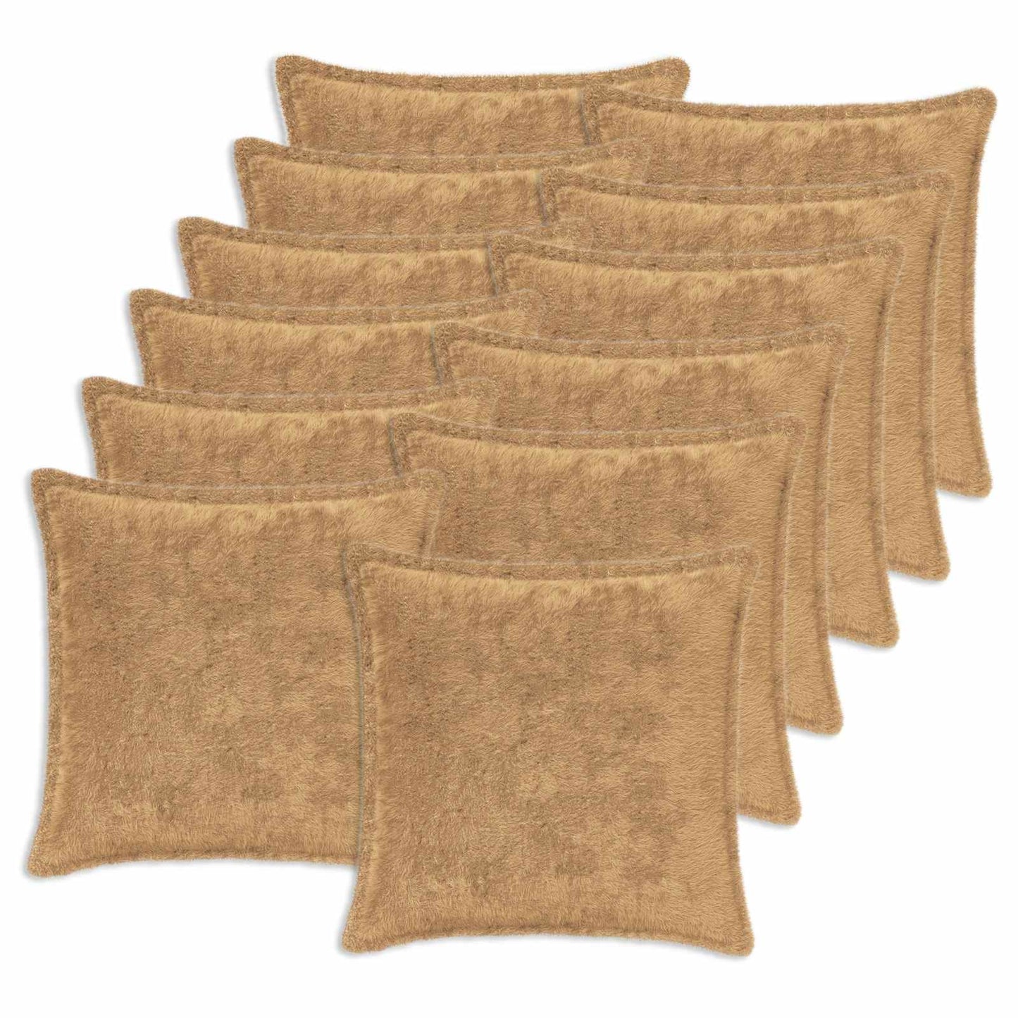 Cushion Cover 12 pcs HOUTEN Taupe 50 x 50 cm Faux Rabbit Fur