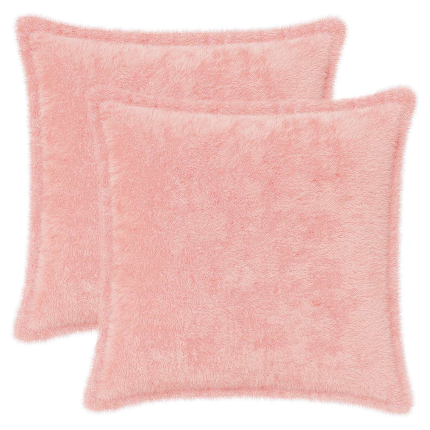 Cushion Cover 2 pcs HOUTEN Pink 50 x 50 cm Faux Rabbit Fur