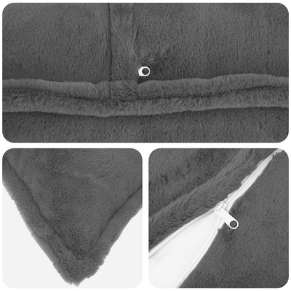Cushion Cover 2 pcs HOUTEN Dark Grey 50 x 50 cm Faux Rabbit Fur