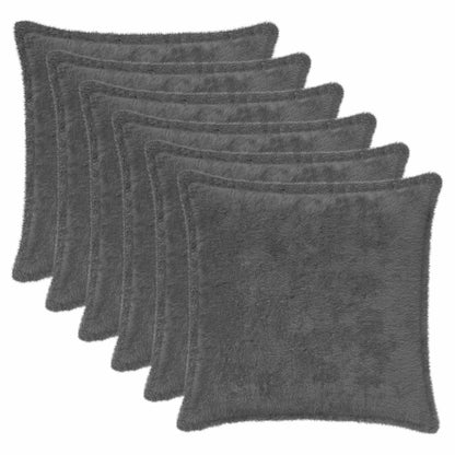 Cushion Cover 6 pcs HOUTEN Dark Grey 50 x 50 cm Faux Rabbit Fur