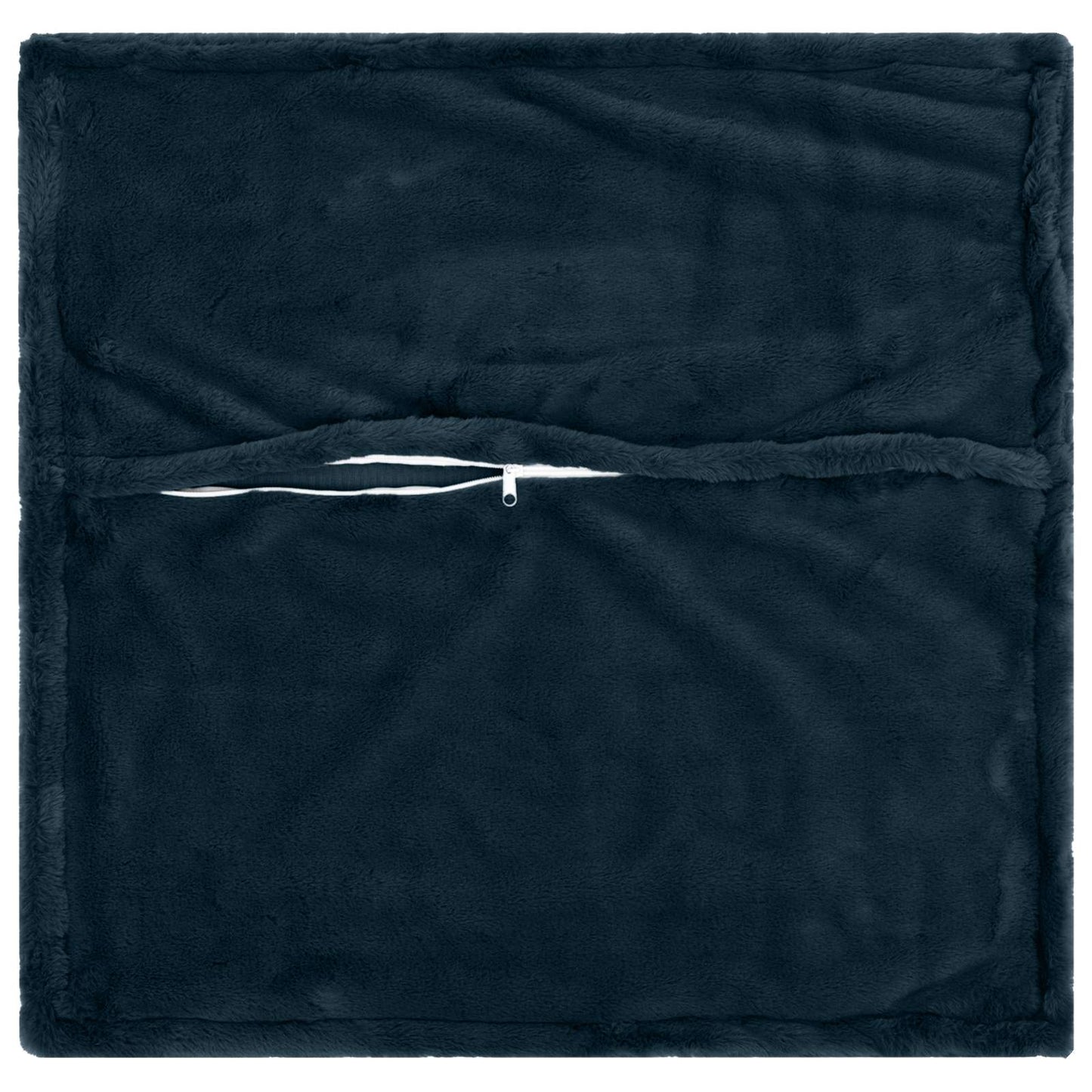 Cushion Cover 2 pcs HOUTEN Navy Blue 50 x 50 cm Faux Rabbit Fur