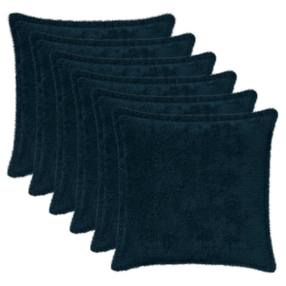 Cushion Cover 6 pcs HOUTEN Navy Blue 50 x 50 cm Faux Rabbit Fur