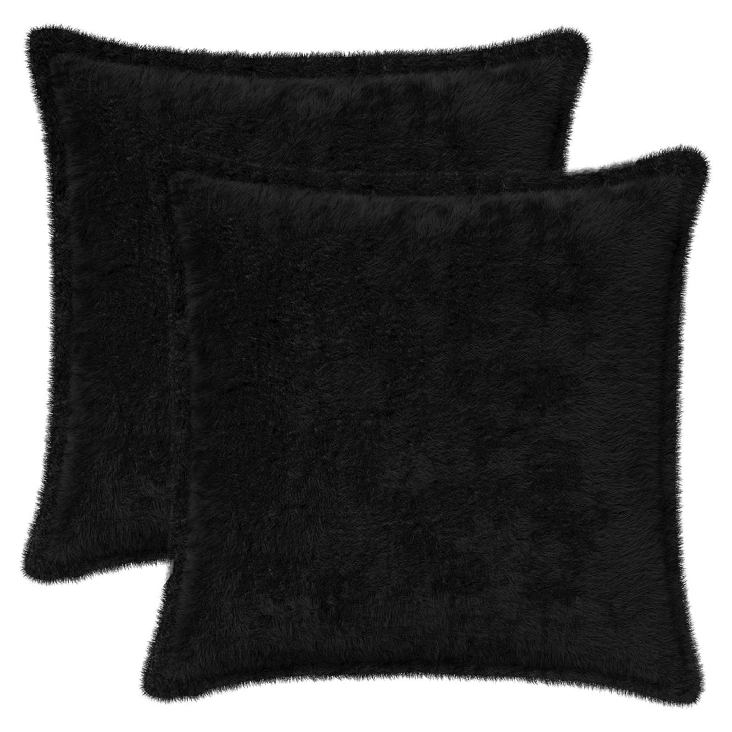 Cushion Cover 2 pcs HOUTEN Black 50 x 50 cm Faux Rabbit Fur