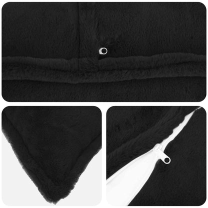 Cushion Cover 12 pcs HOUTEN Black 50 x 50 cm Faux Rabbit Fur