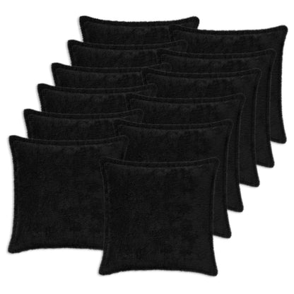 Cushion Cover 12 pcs HOUTEN Black 50 x 50 cm Faux Rabbit Fur